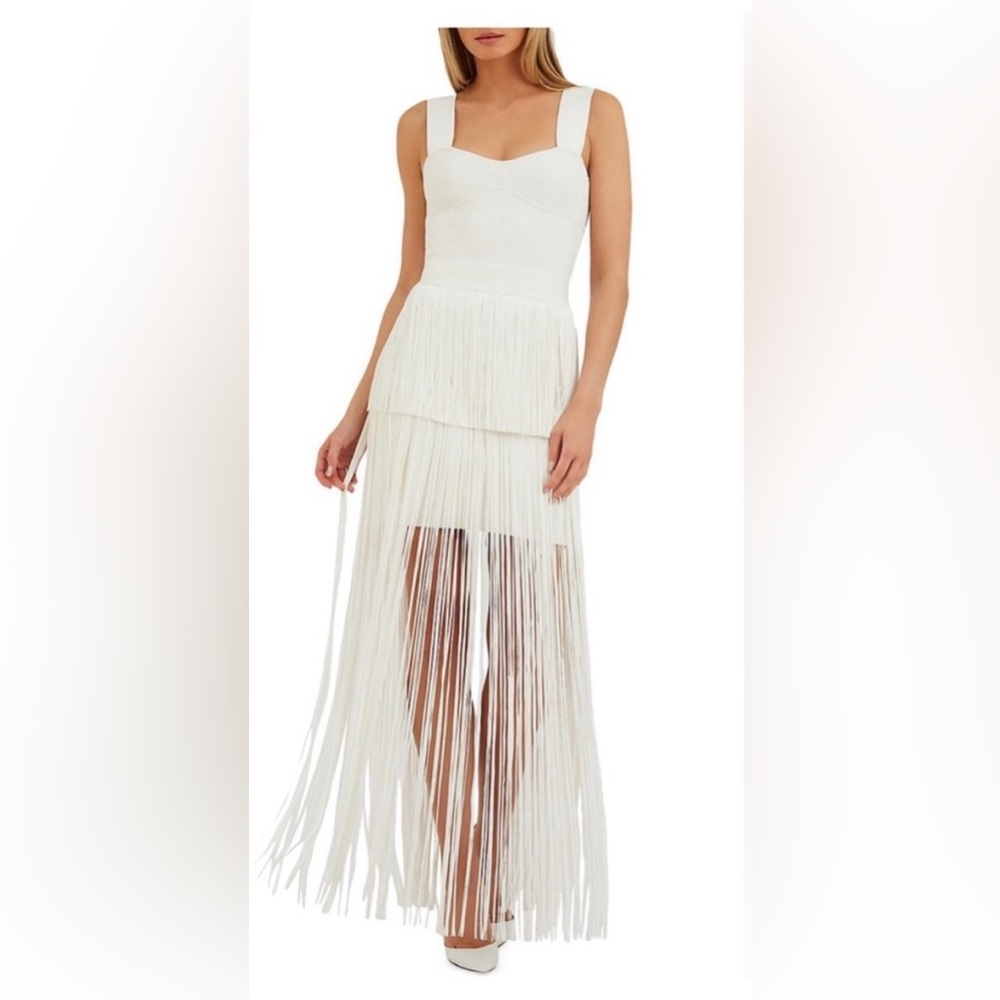 Herve Leger FRINGE OTTOMAN SWEETHEART GOWN